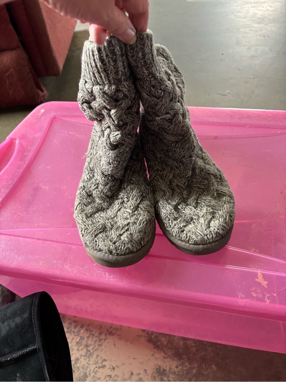 UGG Knit Cuff Slipper Boots - Gray